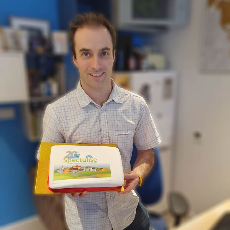 Simon with Birthday cake